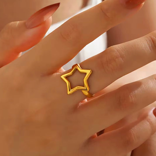 Anillo ajustable estrella - acero inoxidable