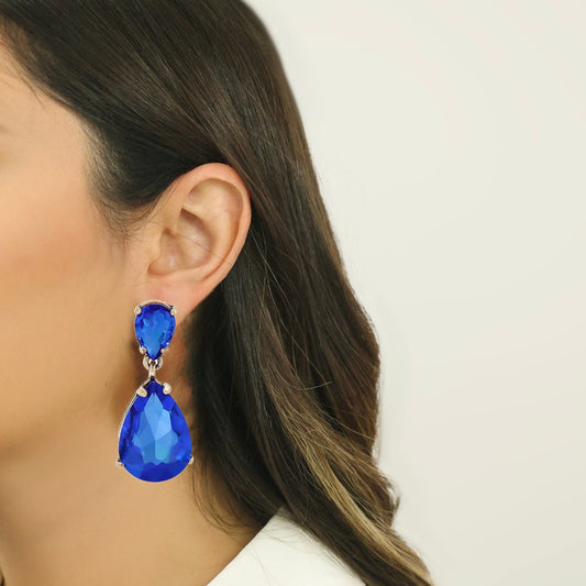 Aretes de gota color azul
