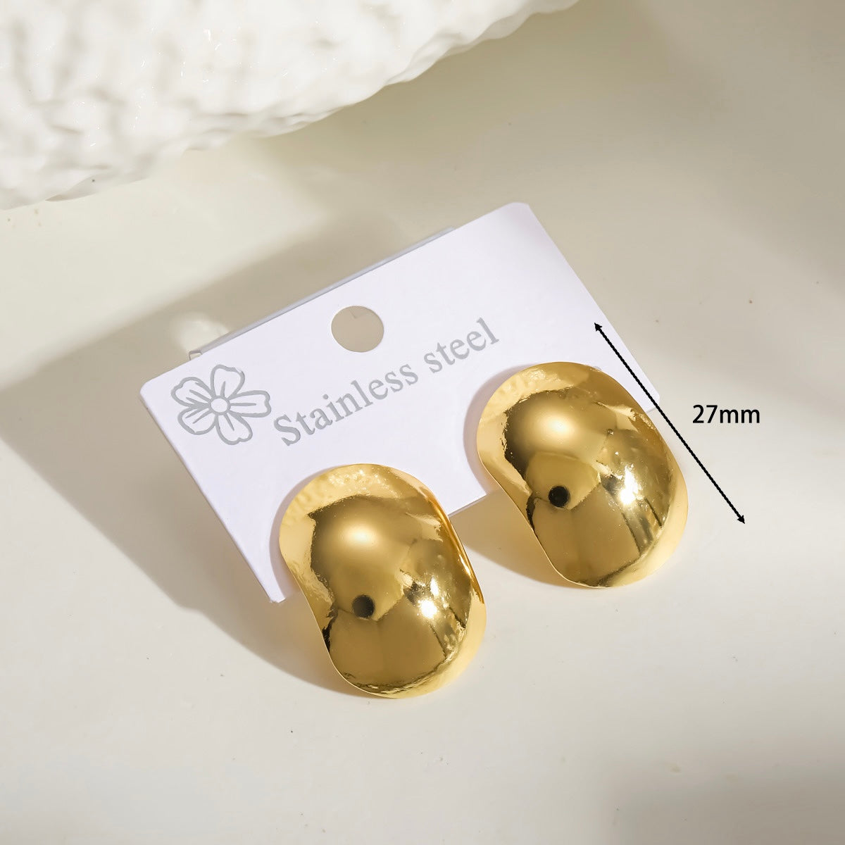 Aretes dorados canoa  - acero inoxidable