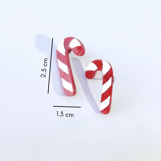 Aretes de bastones navideños