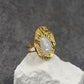 Anillo ajustable ovalado con textura- acero inoxidable