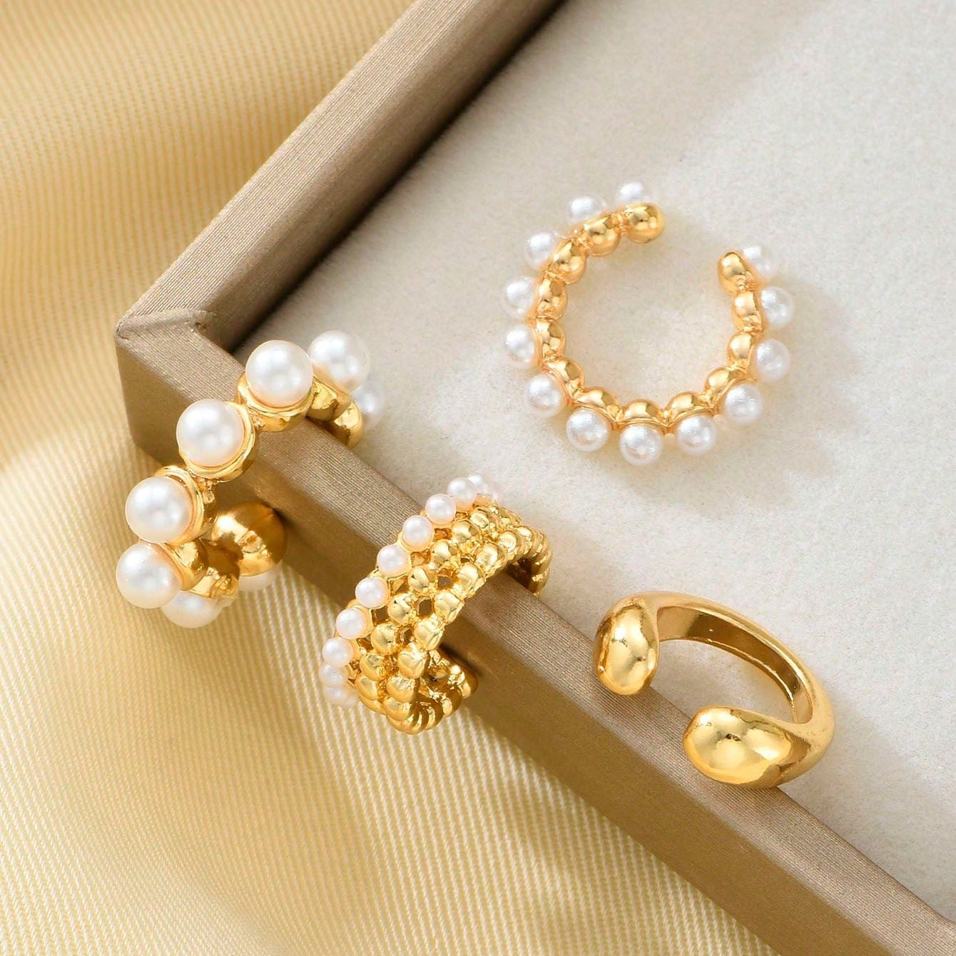Aretes estilo ear cuff- 4 piezas