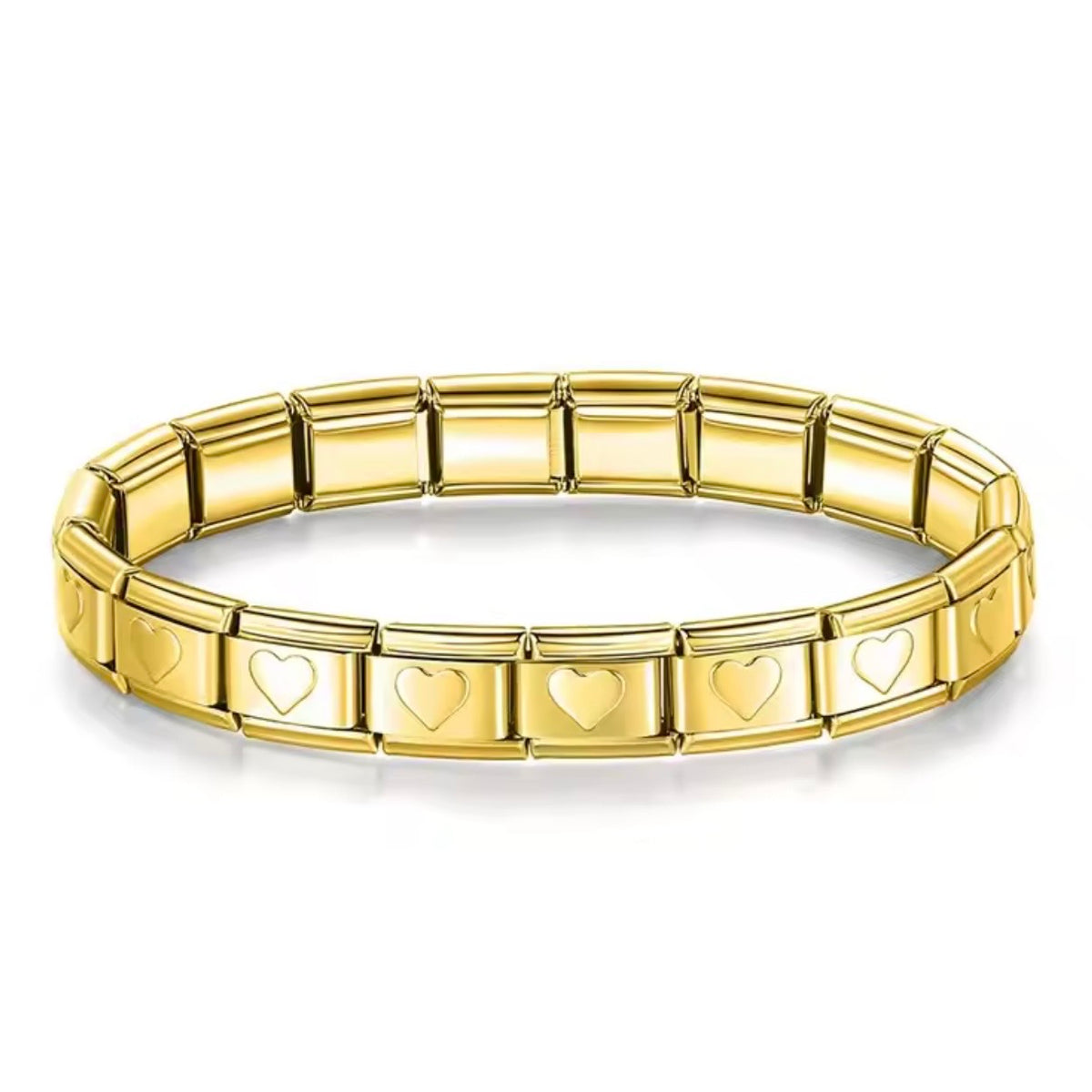 Pulsera dorara italiana corazones- Acero inoxidable