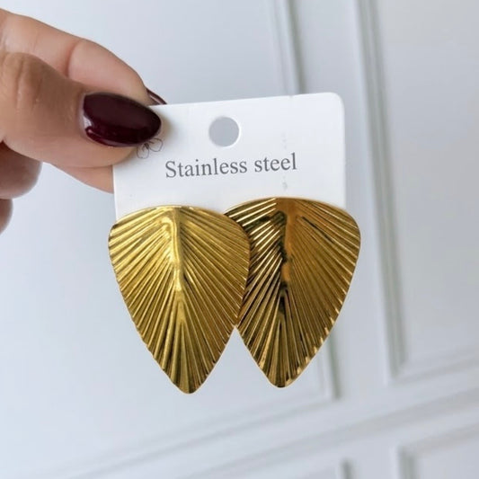 Aretes hojas doradas - Acero inoxidable