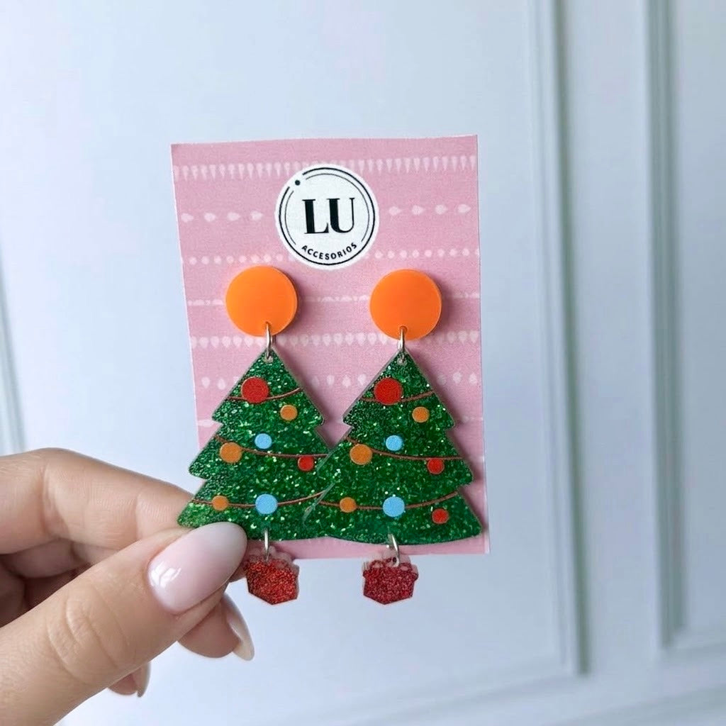 Aretes pinos navideños mod2