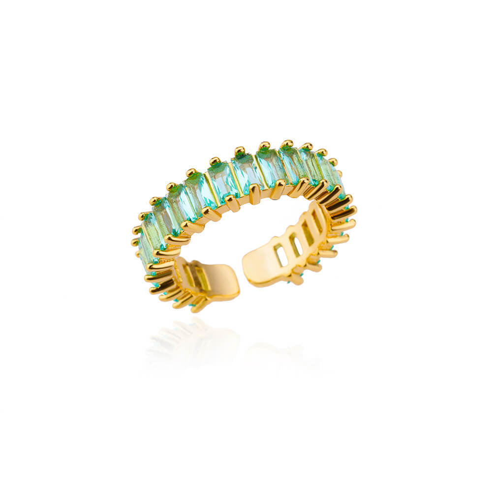 Anillo ajustable verde - acero inoxidable