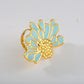 Anillo ajustable chunky mediaflor menta-acero inoxidable