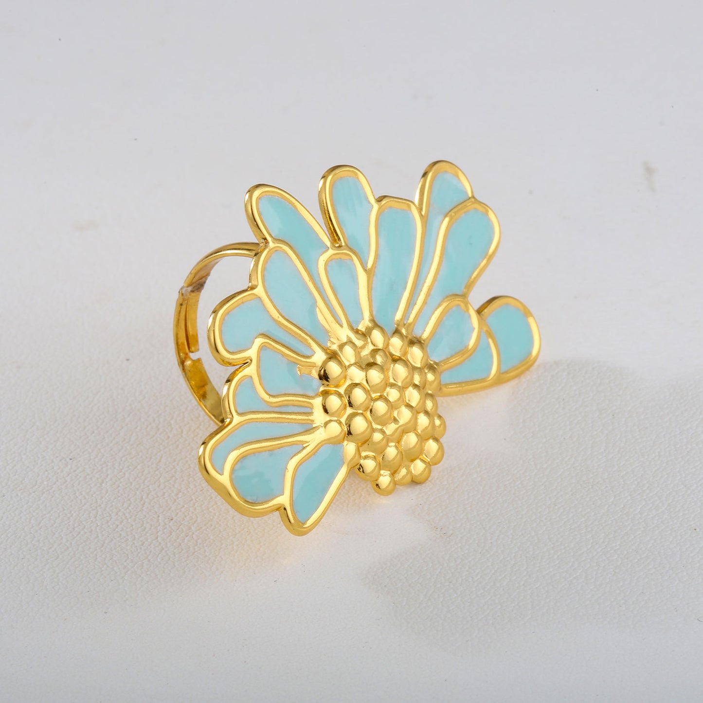 Anillo ajustable chunky mediaflor menta-acero inoxidable