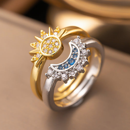 Anillo ajustable sol y luna ( incluye 2 piezas )