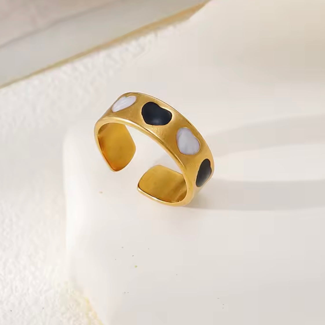 Anillo ajustable corazones byn- acero inoxidable