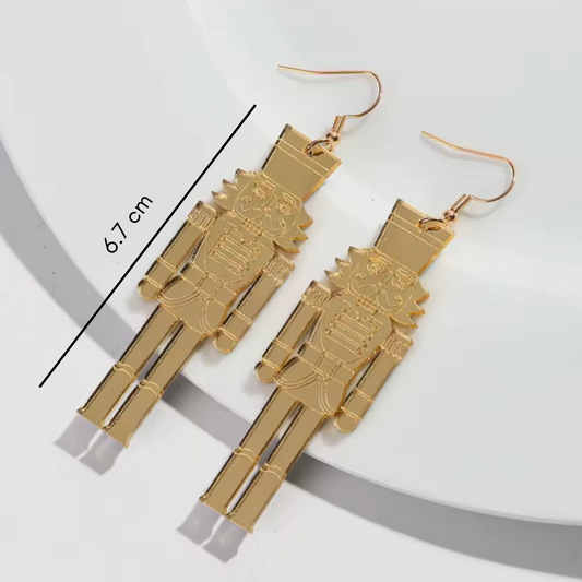 Aretes soldados navideños dorados