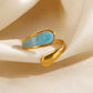 Anillo ajustable azul y dorado - acero inoxidable