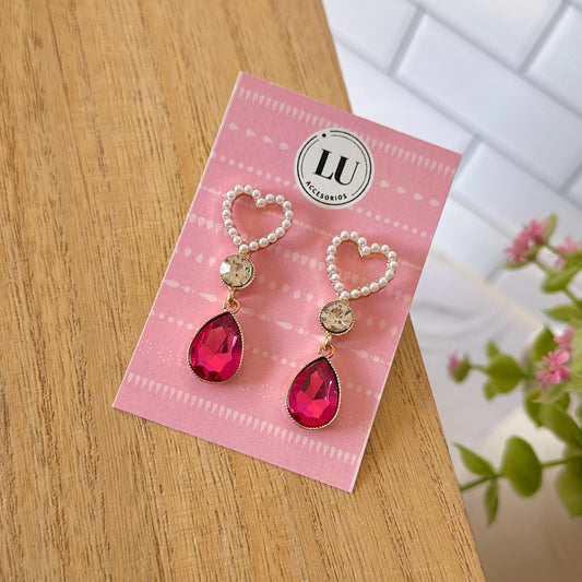 Aretes San Valentin rosados