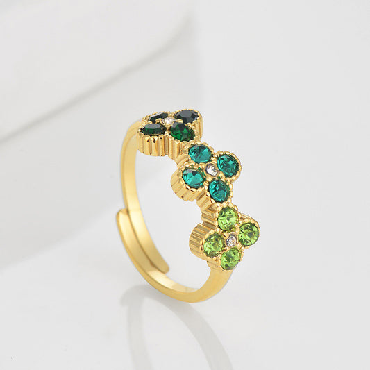Anillo ajustable florecitas - acero inoxidable