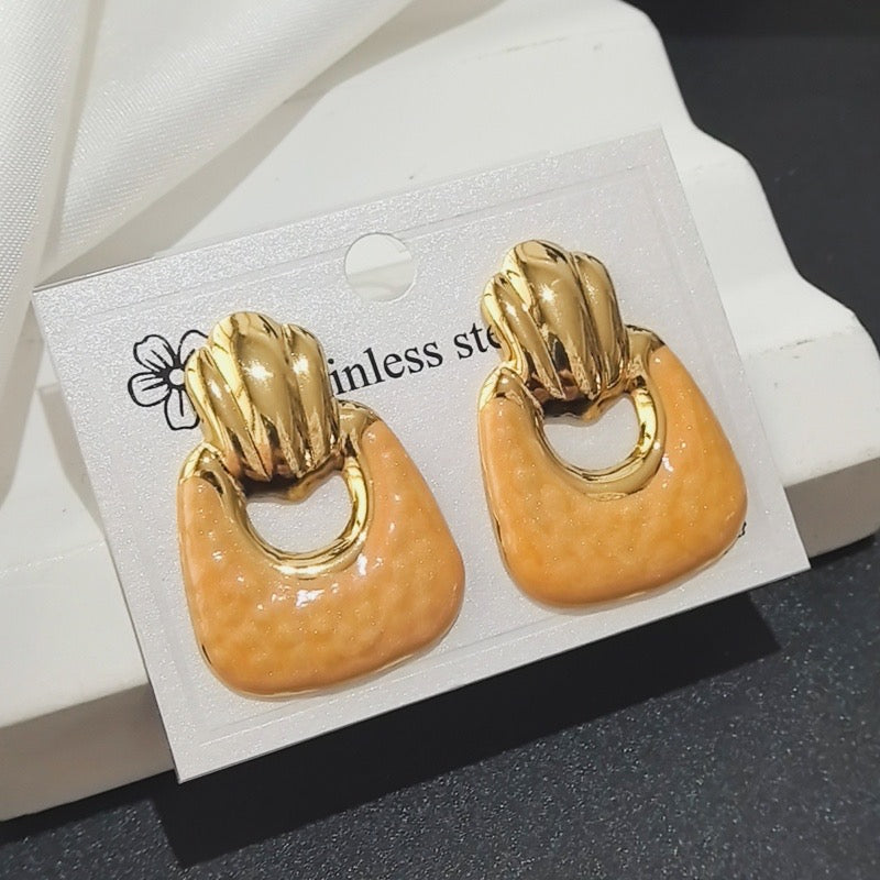Aretes acero inoxidable - naranjas