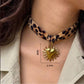 Collar animal print con dije de acero inoxidable