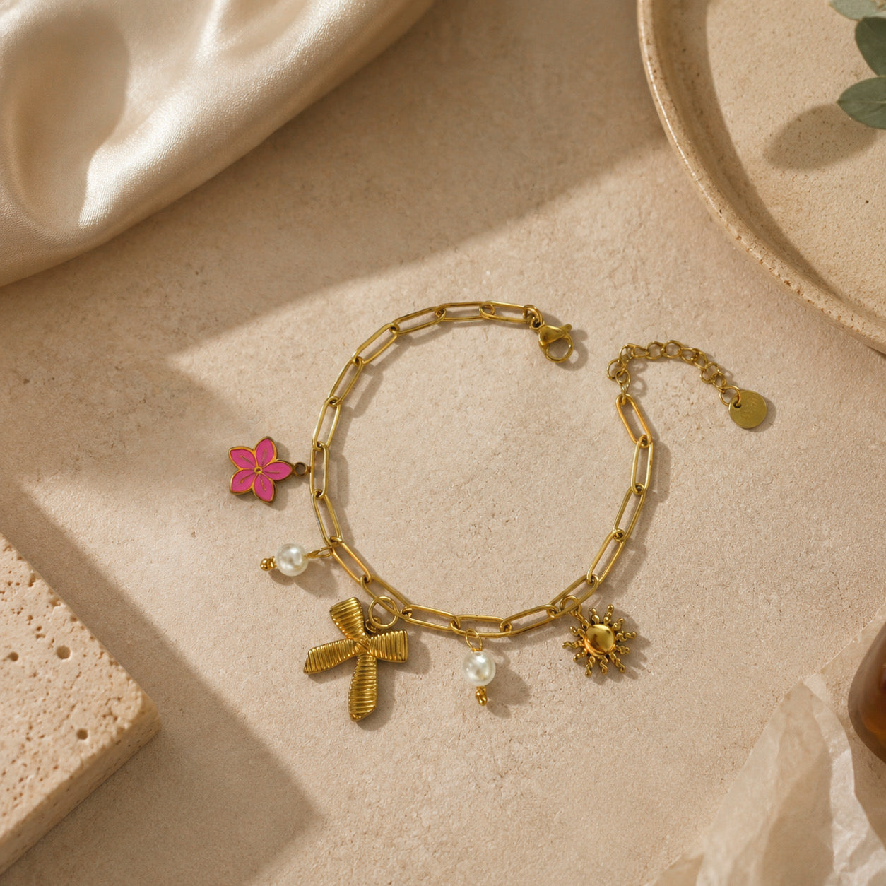 Pulsera con dijes- acero inoxidable