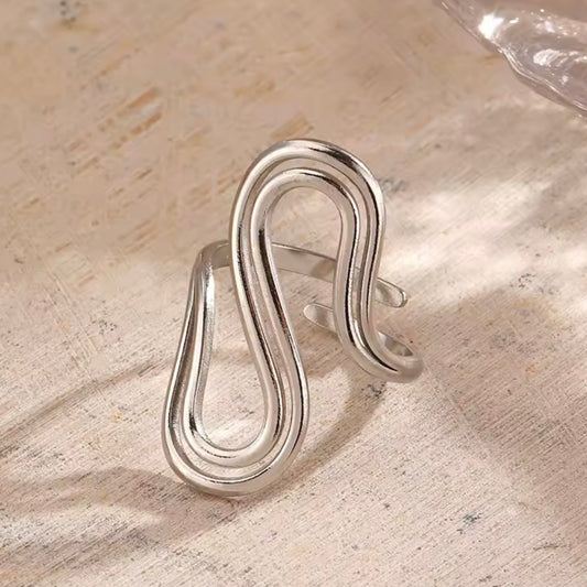 Anillo ajustable plateado mod23 - acero inoxidable