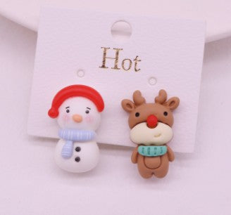 Aretes de clip reno y oso de nieve