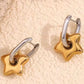Aretes bicolor en U con estrellas- acero inoxidable