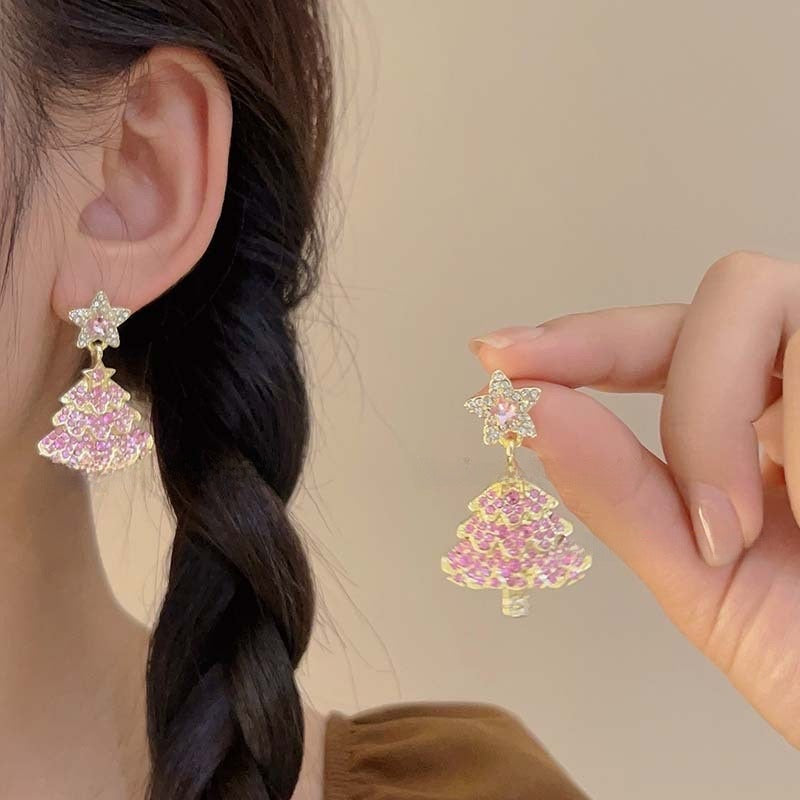 Aretes de arbolitos rosados