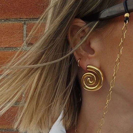 Aretes espiral dorados - acero inoxidable