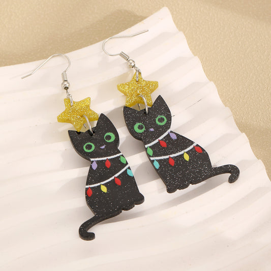Aretes de gatitos navideños