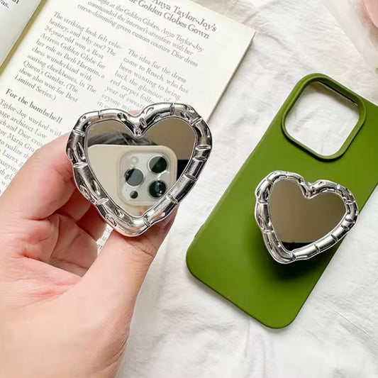 Popsocket- soporte de agarre para teléfono. Corazón con espejo
