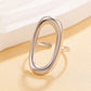 Anillo ajustable óvalo plateado mod2- acero inoxidable