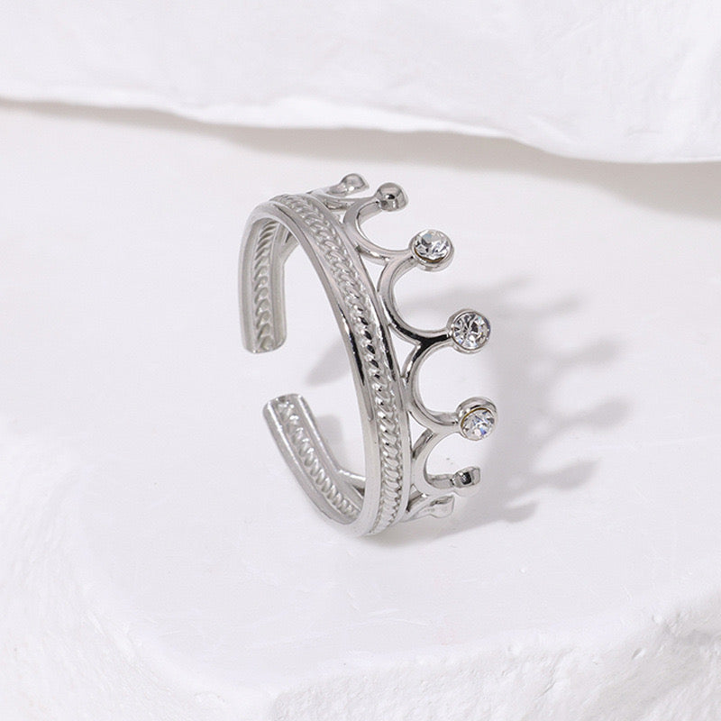 Anillo ajustable corona - Acero inoxidable