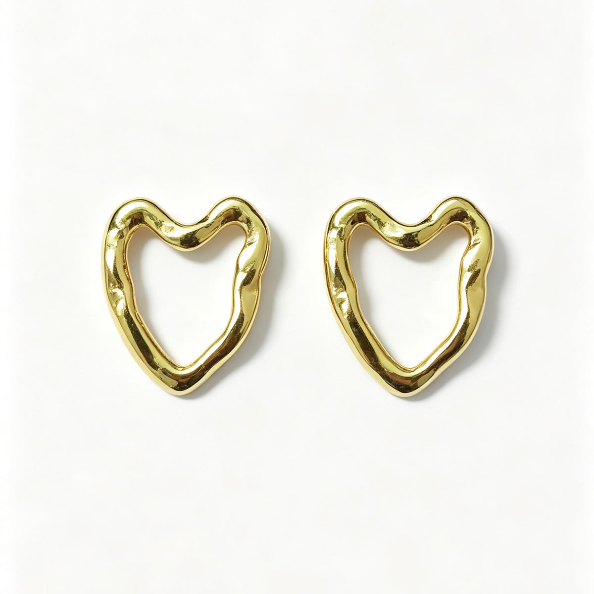 Aretes corazones huecos - acero inoxidable