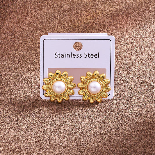 Aretes girasoles - acero inoxidable