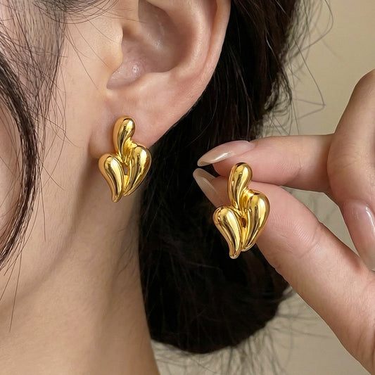 Aretes de gotitas doradas - acero inoxidable