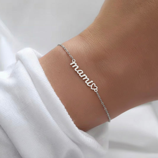 Pulsera mami plateada- acero inoxidable