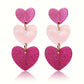 Aretes de 3 corazones escarchados