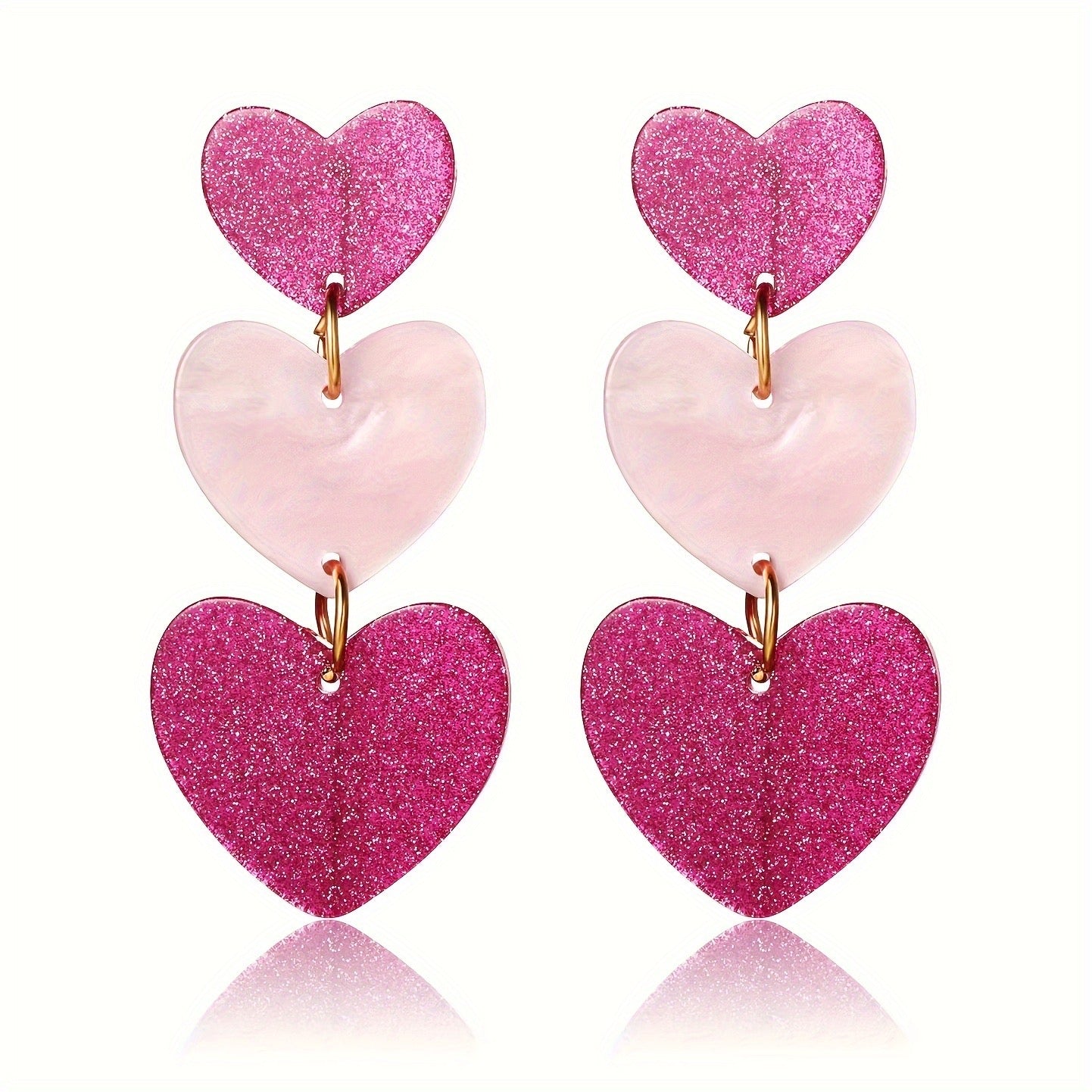 Aretes de 3 corazones escarchados