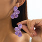 Aretes hojitas lilas - acero inoxidable