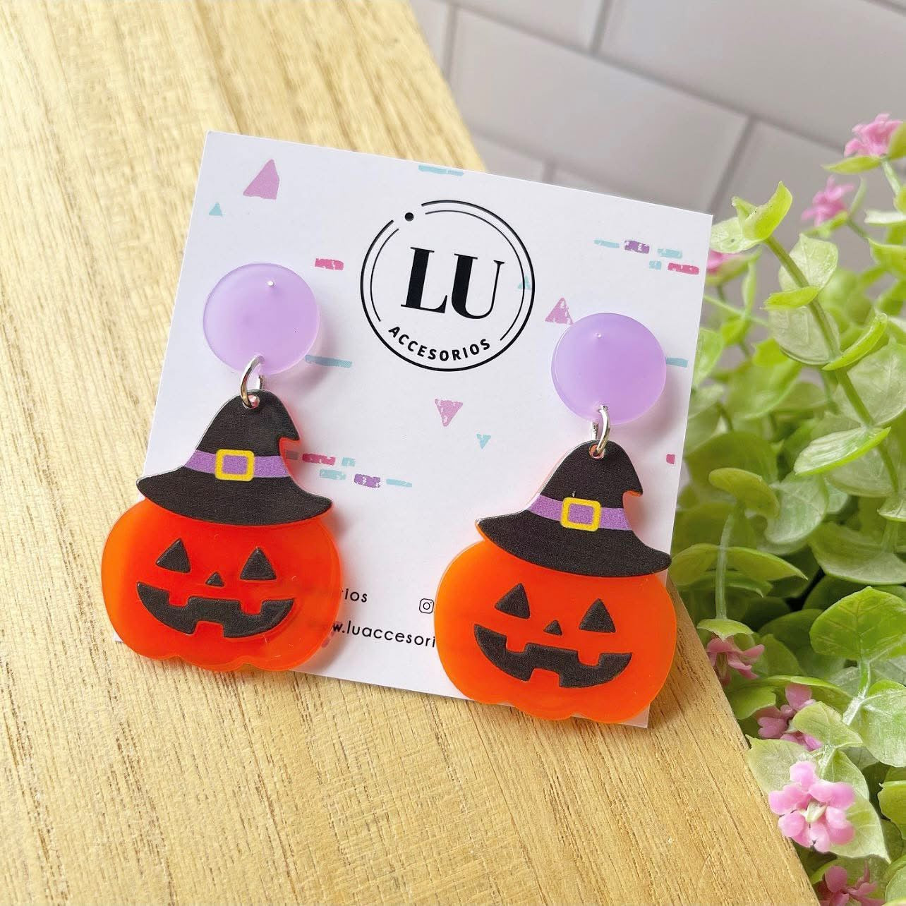Aretes calabaza con sombrero