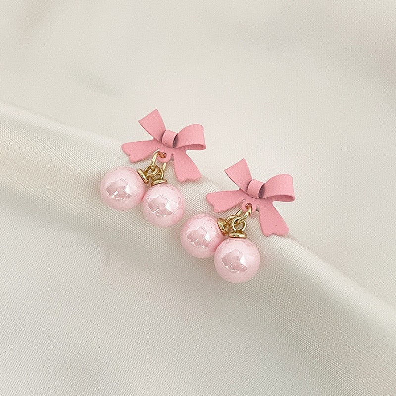Aretes cerezas rosadas