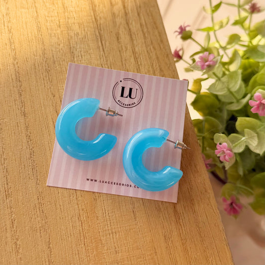 Aretes medio círculo - azules