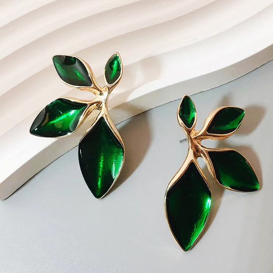 Aretes de hojitas verdes