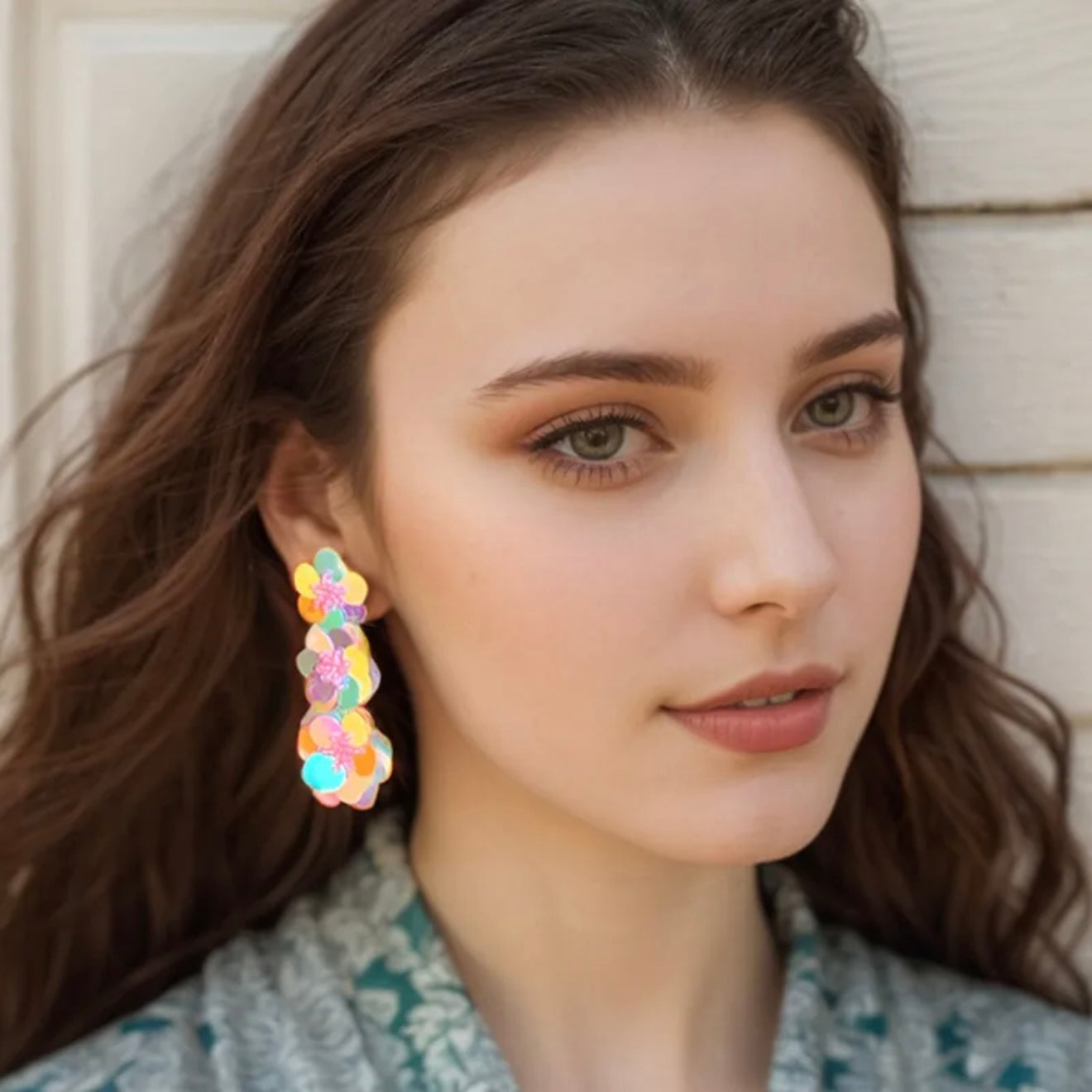 Aretes tornasol largos