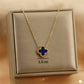 Collar trébol azul fuerte - acero inoxidable