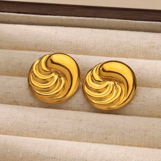 Aretes circulares dorados - Acero inoxidable