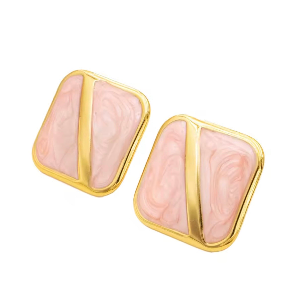 Aretes cuadrados rosados - acero inoxidable