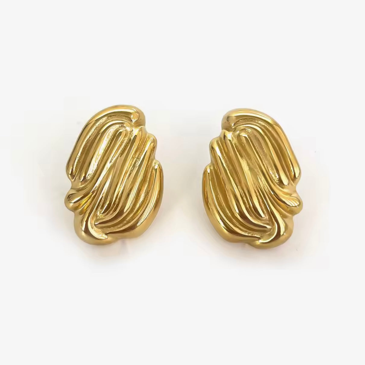 Aretes ovalados dorados - Acero inoxidable