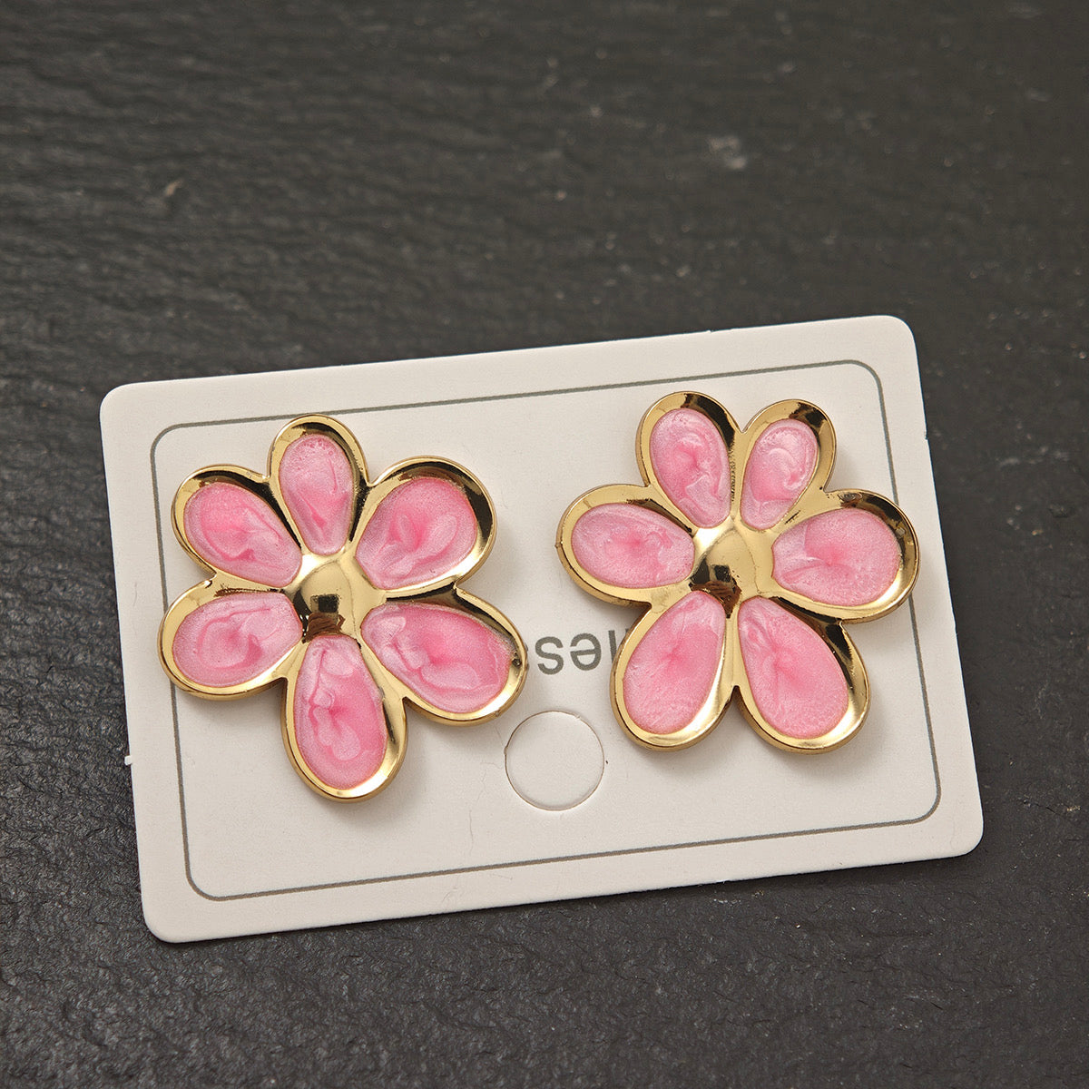 Aretes florecitas rosadas - acero inoxidable