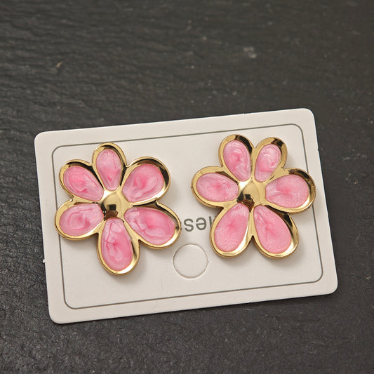 Aretes florecitas rosadas - acero inoxidable