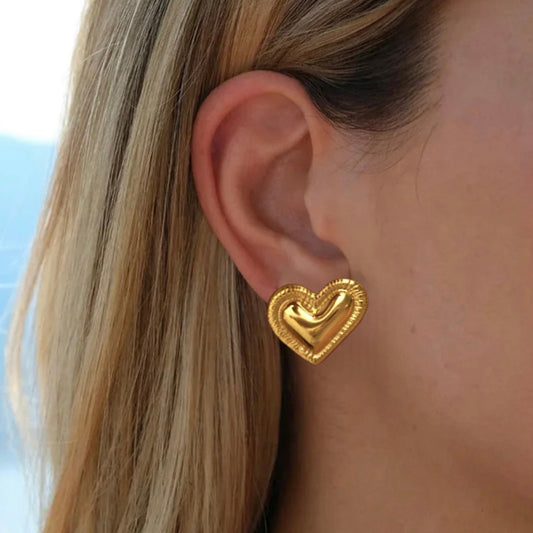 Aretes corazones dorados mod35 - acero inoxidable