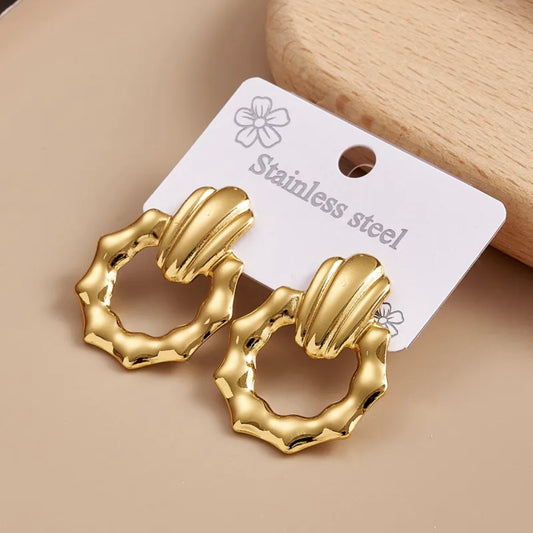 Aretes dorados mod43- acero inoxidable